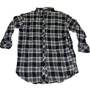 Timing Black & White Plaid Long Sleeve Cotton Shirt L Made In Vietnam
